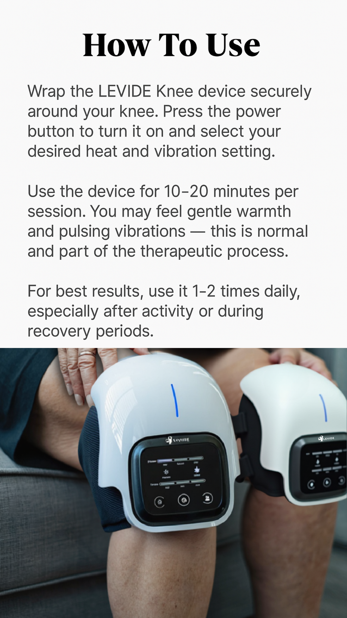 Original LEVIDE Knee Companion product information — 4